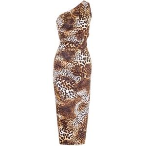 Stop Staring One Shoulder Leopard Dress